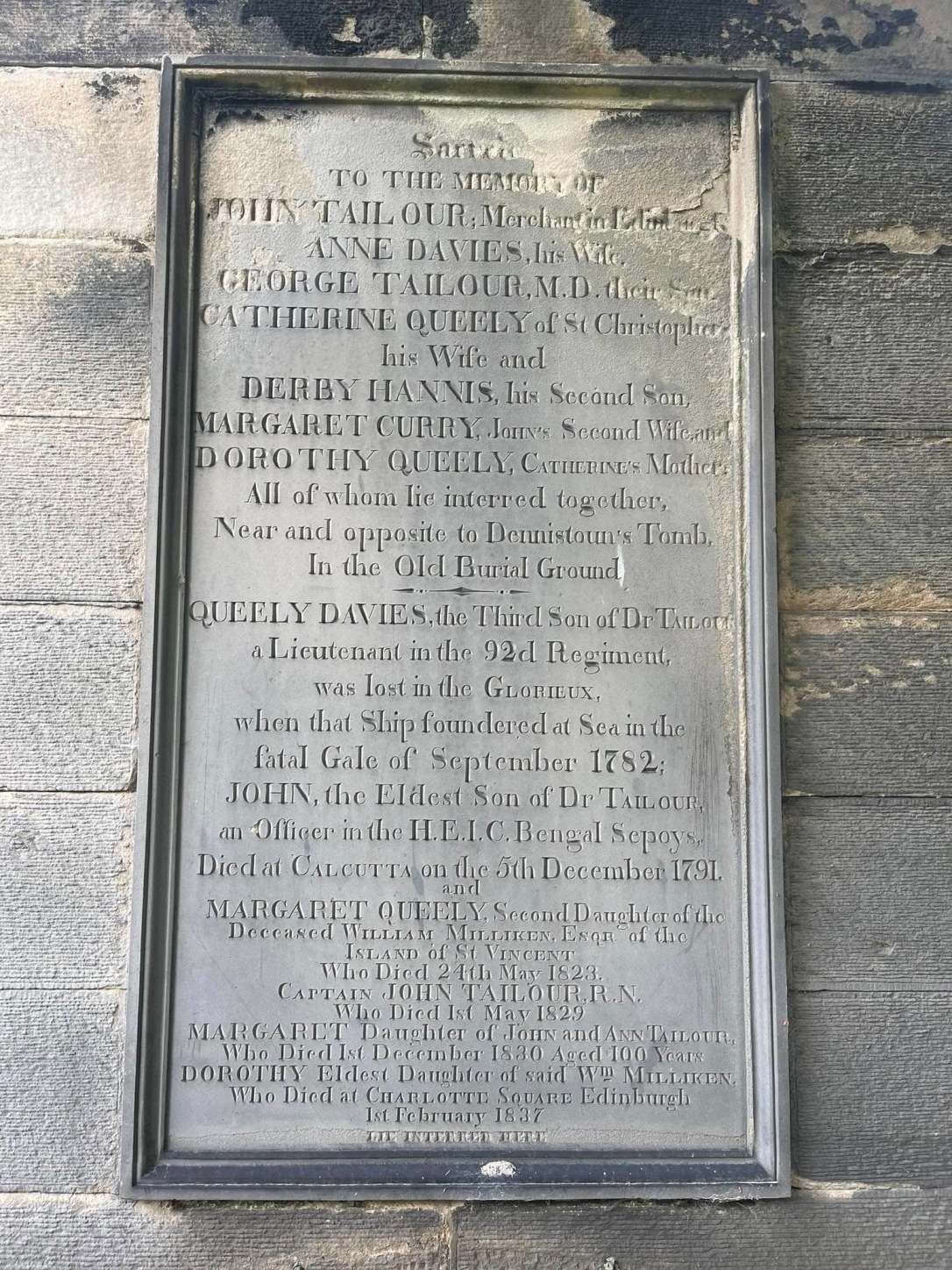 The Tailour Family Memorial&nbsp;Stone